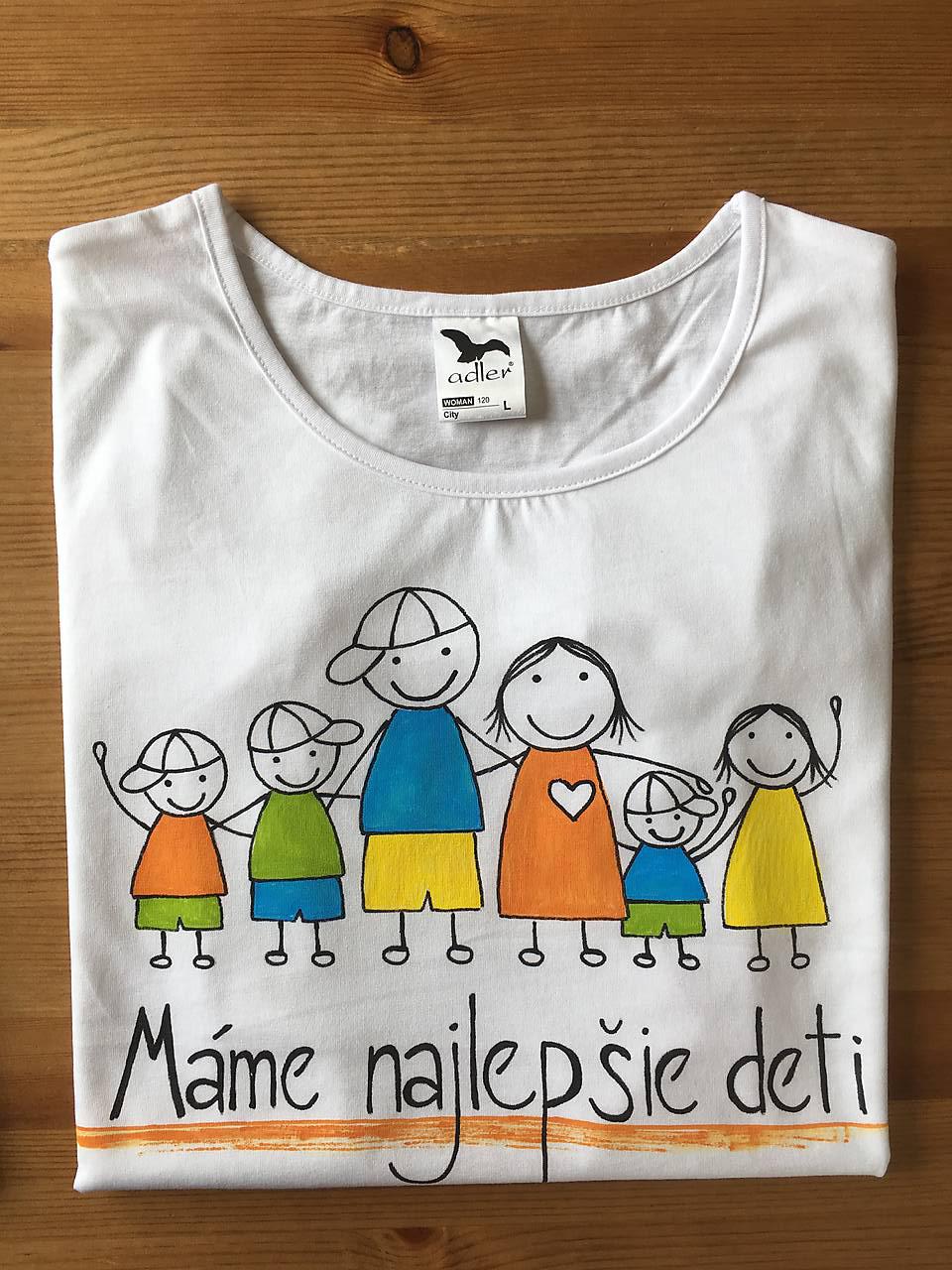 Originálne maľované tričká pre celú rodinu (Dámske / pánske tričko s nápisom “Mame najlepšie deti")