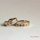 Prstene - obrúčky s folklórnym vzorom - Čičmany (biele alebo ružové zlato) - 9656417_