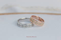 Prstene - obrúčky s folklórnym vzorom - Čičmany (biele alebo ružové zlato) - 9656516_