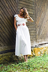 Šaty - Ľanové šaty s vyšívaným opaskom - 9658054_
