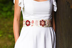 Šaty - Ľanové šaty s vyšívaným opaskom - 9658063_
