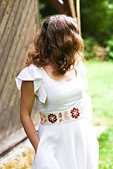 Šaty - Ľanové šaty s vyšívaným opaskom - 9658455_