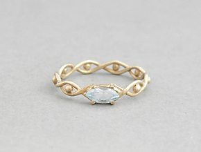 Prstene - 585/1000 zlatý prsteň s modrým topásom - 9662498_