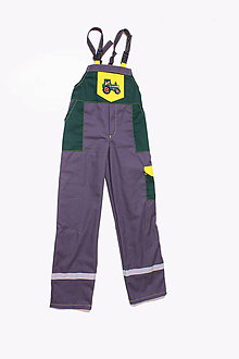 Detské oblečenie - Detské montérky sivé Traktor - 9662419_