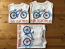 Topy, tričká, tielka - Otcosynovské maľované tričká s motívom bicykla (Silná trojka (pánske + 2 detské )) - 9661291_