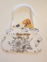 obálka v tvare kabelky na peňažný dar mladomanželom 