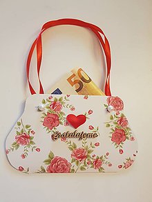 Papiernictvo - obálka v tvare kabelky na peňažný dar mladomanželom ružičková - 9665490_