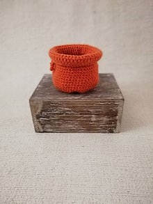 Úžitkový textil - Háčkovaný košík - oranžový - 9667911_