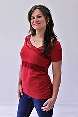Oblečenie na dojčenie - 3v1 tričko pre tehotné, dojčiace, nedojčiace - kr. rukav, s čipkou - 76 farieb - XS - M - 9666269_