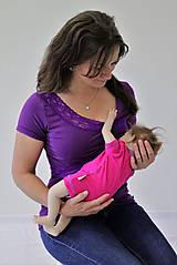 Oblečenie na dojčenie - 3v1 tričko pre tehotné, dojčiace, nedojčiace - kr. rukav, s čipkou - 76 farieb - XS - M - 9666301_