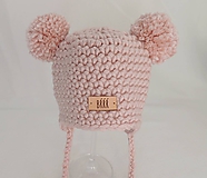 Detské čiapky - Svetlá ružová zimná detská čiapka macko - 9669896_