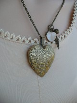 Náhrdelníky - otvárací medailón srdce-náhrdelník - 9670960_