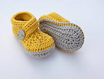 Detské topánky - Papučky so sivým gombíkom (svetlo-žltá) - 9675460_