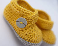 Detské topánky - Papučky so sivým gombíkom (svetlo-žltá) - 9675463_