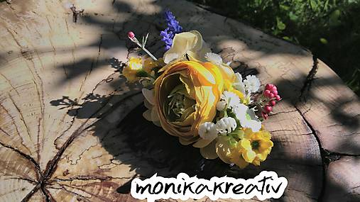 Ozdoby do vlasov - Hrebienok žltá pivonka - 9679868_