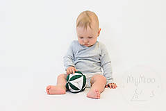 Hračky - Montessori úchopová loptička s rolničkou - zelená/bodky - 9678554_