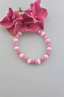 Náramky - perleť a jadeit ružový náramok - 9681409_