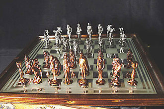 Sochy - Secesní šachové figúry - malé (Patinované (cín + meď)) - 9691745_
