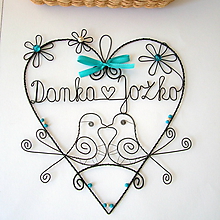 Dekorácie - mladomanželom - svadobné srdce ❤ 20cm     (Tyrkysová) - 9694514_