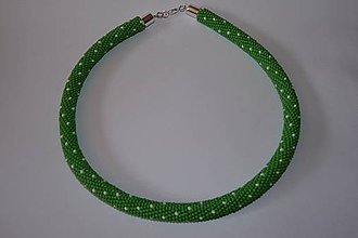 Náhrdelníky - Zelený náhrdelník s bodkami - 9693104_