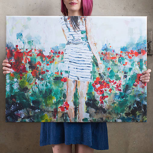 Obrazy - Na makovom poli. 60x80, reprodukcia - 9693573_