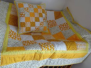 Úžitkový textil - Žltá patchworková súprava - 9697808_