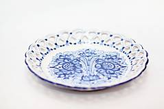 Nádoby - Modrý čipkovaný dvojradový tanier - 9699969_