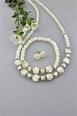 Sady šperkov - perleť kvietky náramok, náhrdelník, náušnice - svadobný set - 9700172_