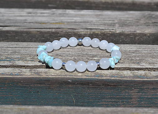 Larimar s nefritom náramok