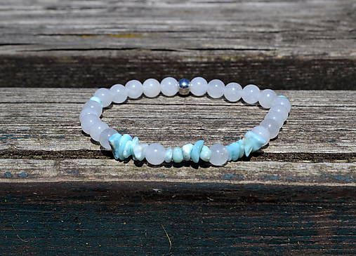 Larimar a nefrit náramok