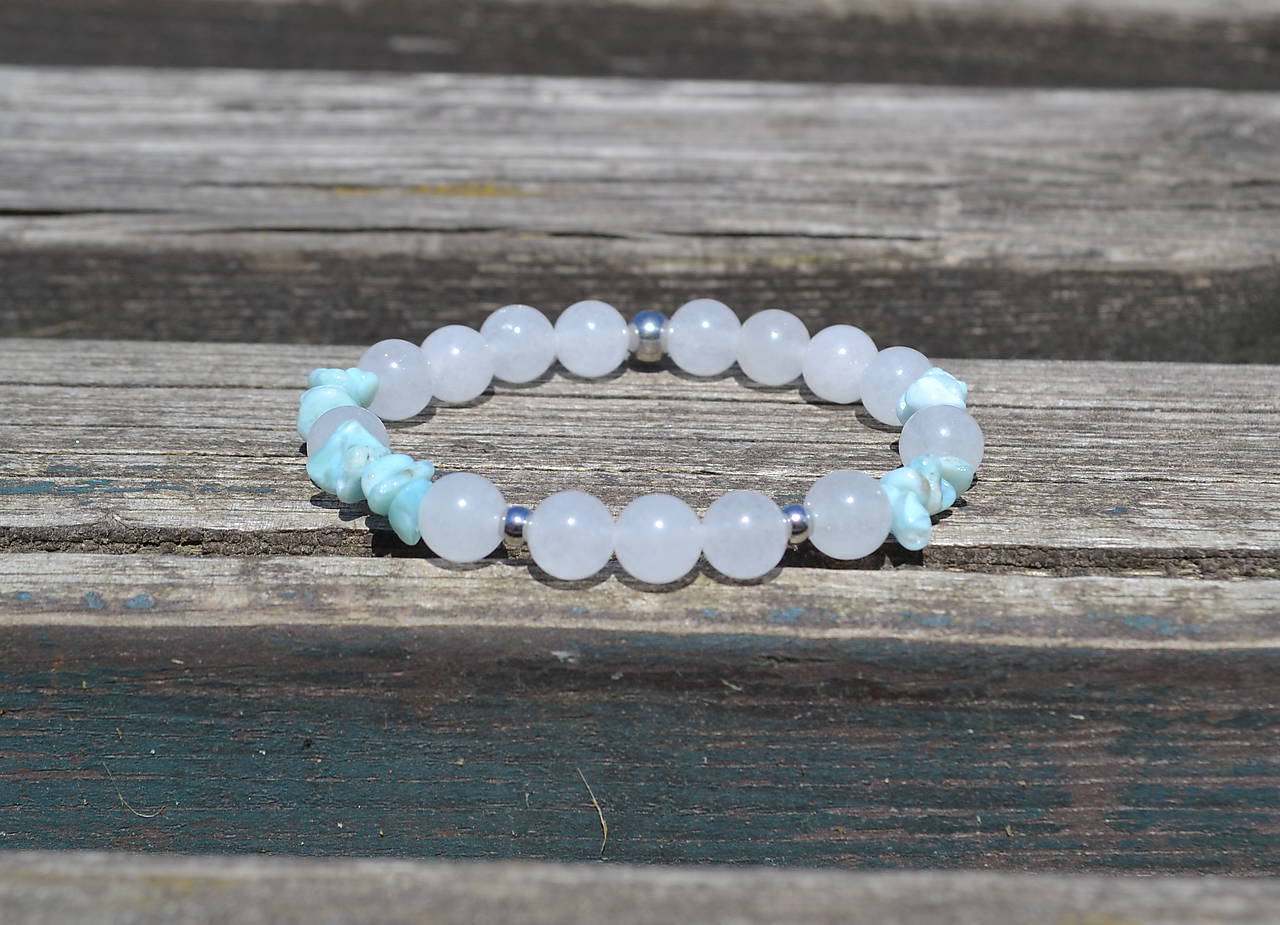 Larimar s nefritom náramok