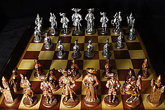 Sochy - Parížské šachové figury (Patinované (cín s patinou + meď)) - 9701334_