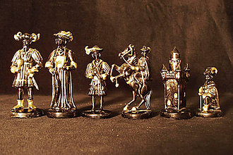 Sochy - Parížské šachové figury (Pozlátené) - 9701337_