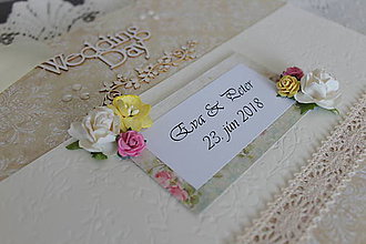Papiernictvo - Romantický svadobný champagne fotoalbum s ružovou - 9702470_