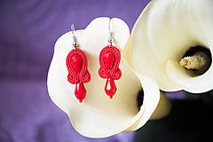 Červené kvapky - soutache earring 