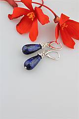 Náušnice - lapis lazuli náušnice v striebre - slzy - 9703199_