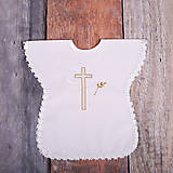Detské oblečenie - Krstná košieľka - kríž s holubicou (Zlatá) - 9701900_