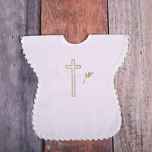 Krstná košieľka - kríž s holubicou (Zlatá)