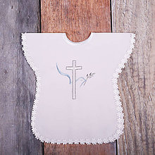 Detské oblečenie - Krstná košieľka - kríž s holubicou (Modrá) - 9701894_