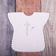 Detské oblečenie - Krstná košieľka - kríž s holubicou (Strieborná) - 9701899_