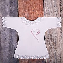 Detské oblečenie - Krstná košieľka - srdce s krížikom 2 (Ružová) - 9701977_