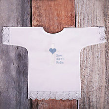 Detské oblečenie - Krstná košieľka - kríž so srdcom (Modrá) - 9702005_