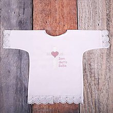 Detské oblečenie - Krstná košieľka - kríž so srdcom (Ružová) - 9702007_