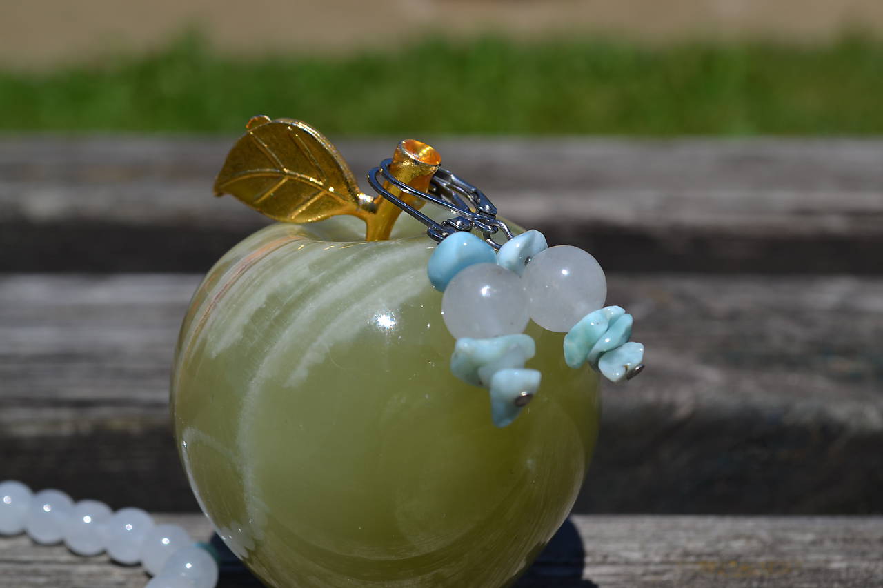 Larimar a nefrit náušnice