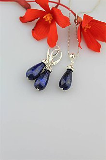 Sady šperkov - lapis lazuli náušnice a prívesok v striebre - slzy, AKCIA! - 9703853_