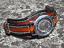 Náramky - Hnedočierny kožený remienok, dámske hodinky, unisex hodinky - 9706175_