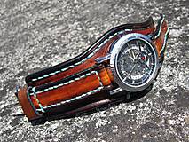 Náramky - Hnedočierny kožený remienok, dámske hodinky, unisex hodinky - 9706191_