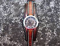 Náramky - Hnedočierny kožený remienok, dámske hodinky, unisex hodinky - 9706193_