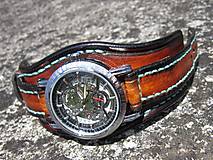 Náramky - Hnedočierny kožený remienok, dámske hodinky, unisex hodinky - 9706202_