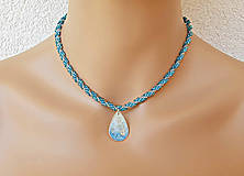Náhrdelníky - Živicový náhrdelník s rybkou modrý, šitý - 9705002_